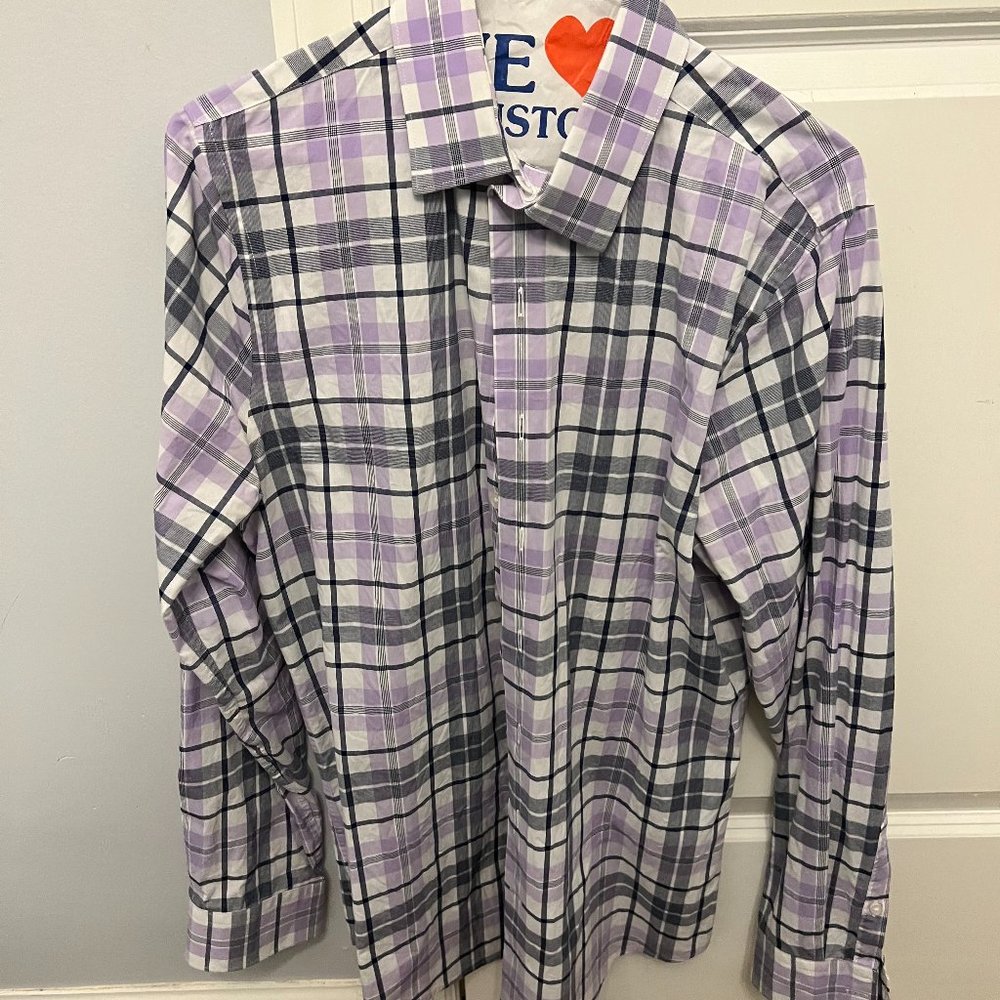 PREOWNED Express 14-14-1/2 Men's Extra Slim Fit Size Small Purple Button Down